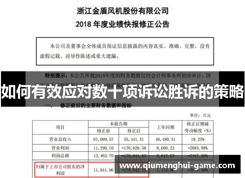 如何有效应对数十项诉讼胜诉的策略